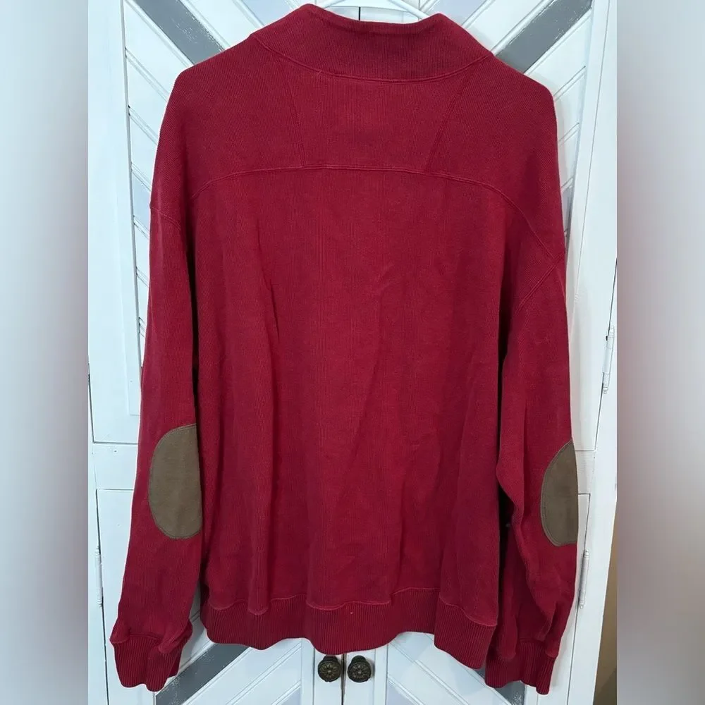Cremieux Men's Red Light Gray Reversible 1/4 Zip Long‎ Sleeve Pullover Jacket